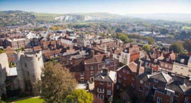 London Best Commuter Towns: aerial view of Lewes in East Sussex